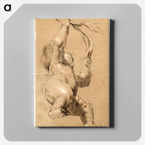 アートパネル-Sketch of Putto Holding a Sash in Both Hands, Seen from Below - ジョシュア レノルズ Canvas.