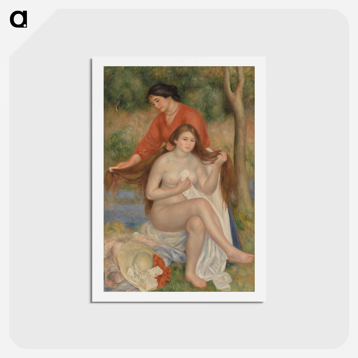 アートポストカード-Bather and Maid - ピエール オーギュスト ルノワール Postcard.