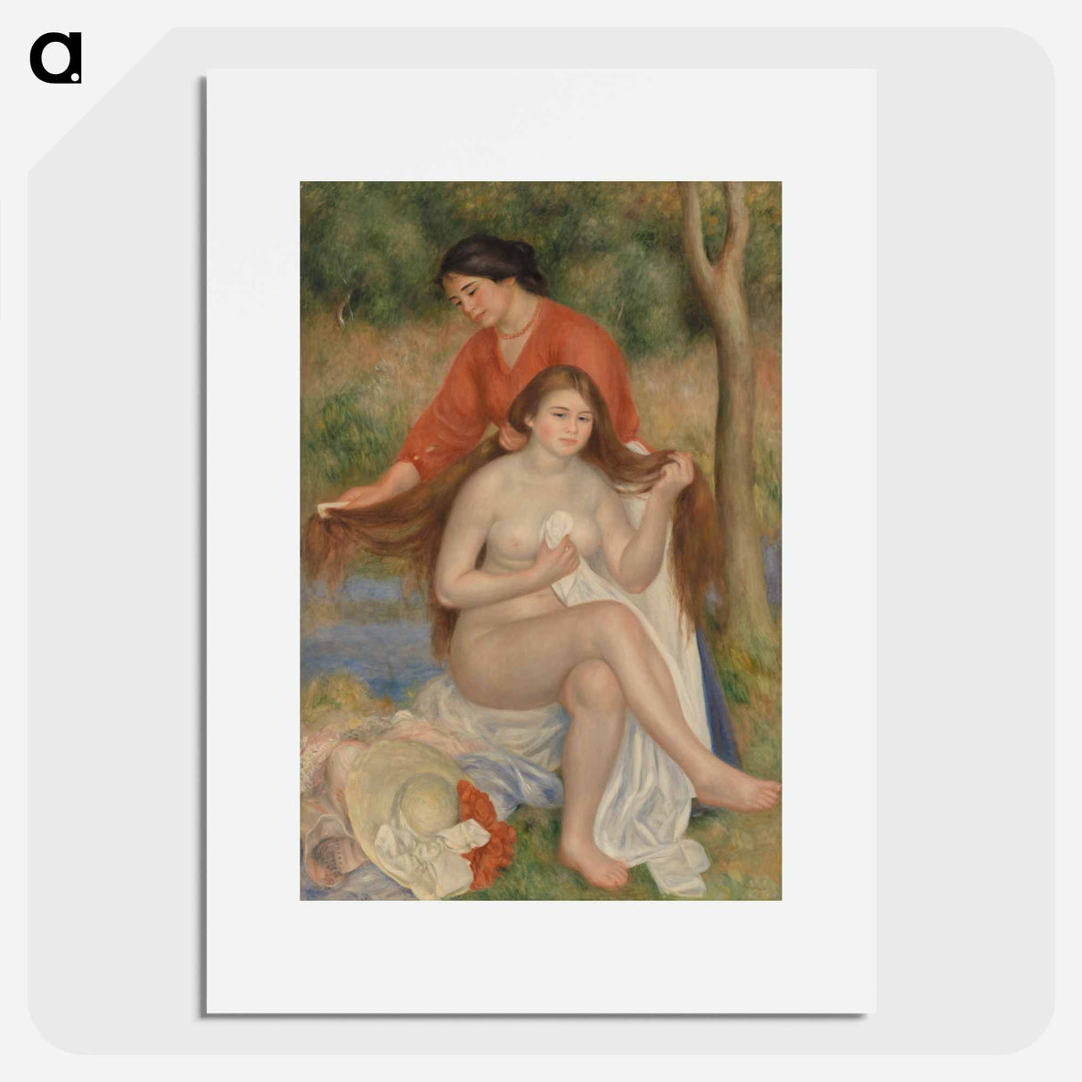 Bather and Maid - Pierre-Auguste Renoir Poster.