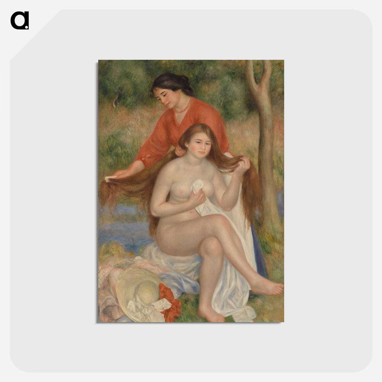 アートポストカード-Bather and Maid - ピエール オーギュスト ルノワール Postcard.