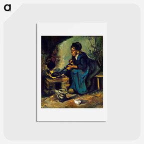 アートポストカード-Peasant Woman Cooking by a Fireplace - フィンセント ファン ゴッホ Postcard.