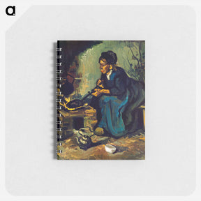 アートメモ帳-Peasant Woman Cooking by a Fireplace - フィンセント ファン ゴッホ Memo.