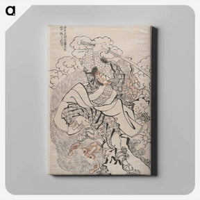 アートパネル-Katsushika Hokusai’s samurai, Album of Sketches - 葛飾 北斎 Canvas.