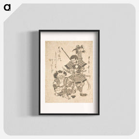 アートポスター-Souvenir Print from Otsu: Benkei with Weaponry and a Demon with a Samisen - 喜多川 歌麿 Poster.