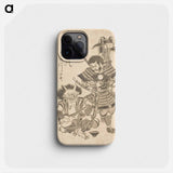 Souvenir Print from Otsu: Benkei with Weaponry and a Demon with a Samisen - 喜多川 歌麿 Phone Case.