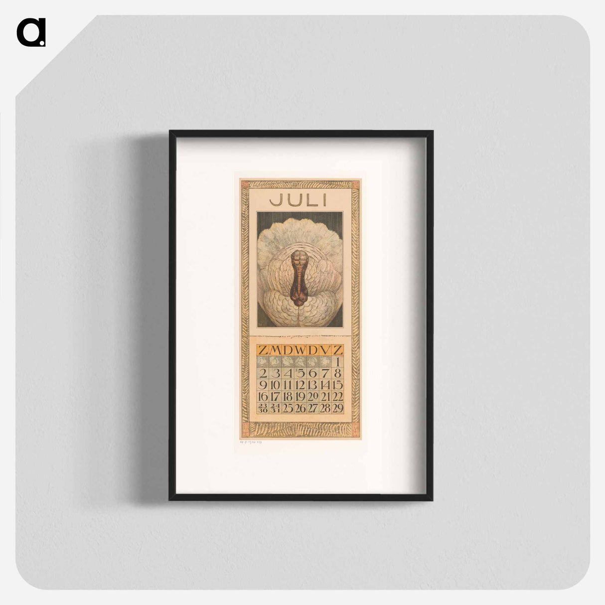 Kalenderblad juli met kalkoen - テオ ヴァン ホイテマ Poster.