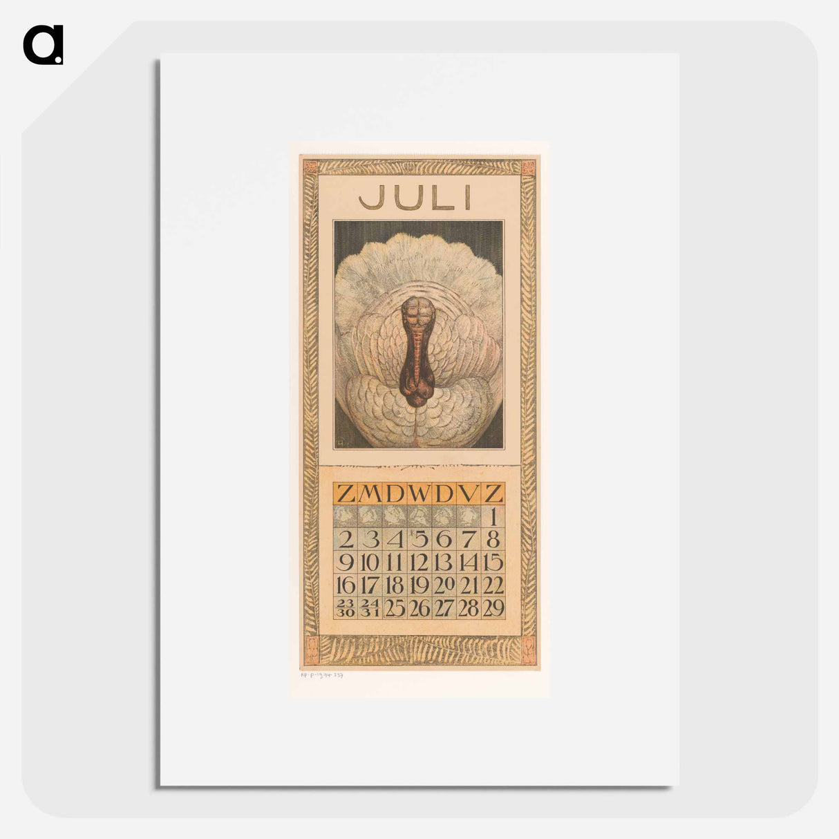 Kalenderblad juli met kalkoen - テオ ヴァン ホイテマ Poster.
