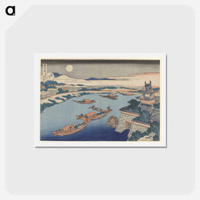 アートポストカード-Moonlight on the Yodo River - 葛飾 北斎 Postcard.