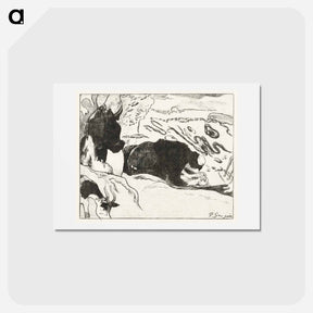 アートポストカード-Two Washing Women Wash Clothes by Water - ポール ゴーギャン Postcard.