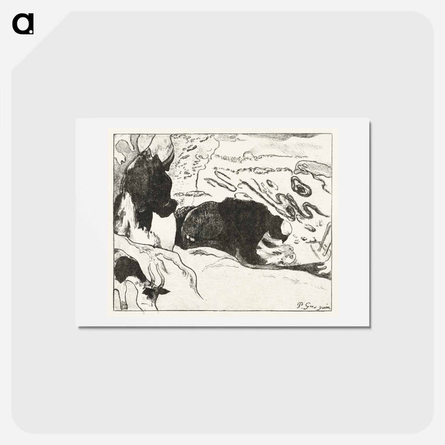 アートポストカード-Two Washing Women Wash Clothes by Water - ポール ゴーギャン Postcard.