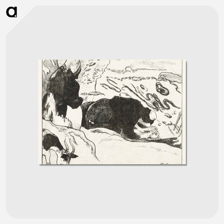 アートポストカード-Two Washing Women Wash Clothes by Water - ポール ゴーギャン Postcard.