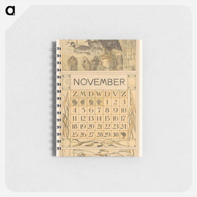アートメモ帳-Kalenderblad november met meerkoet op een paal - テオ ヴァン ホイテマ Memo.