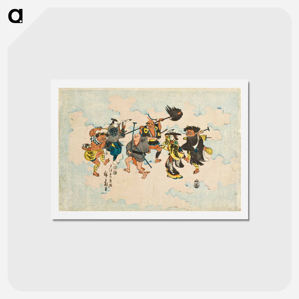 アートポストカード-Characters from Ōtsu-e Folk Paintings Dancing Bon-odori
 - 歌川 広重 Postcard.