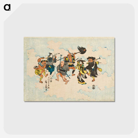 アートポストカード-Characters from Ōtsu-e Folk Paintings Dancing Bon-odori
 - 歌川 広重 Postcard.