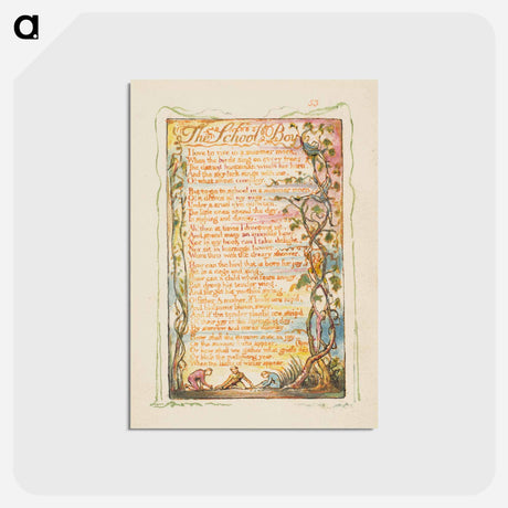 アートポストカード-Songs of Innocence and of Experience: The School Boy - ウィリアム ブレイク Postcard.