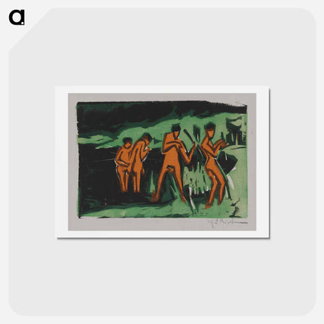 アートポストカード-Bathers Tossing Reeds - エルンスト ルートヴィヒ キルヒナー Postcard.