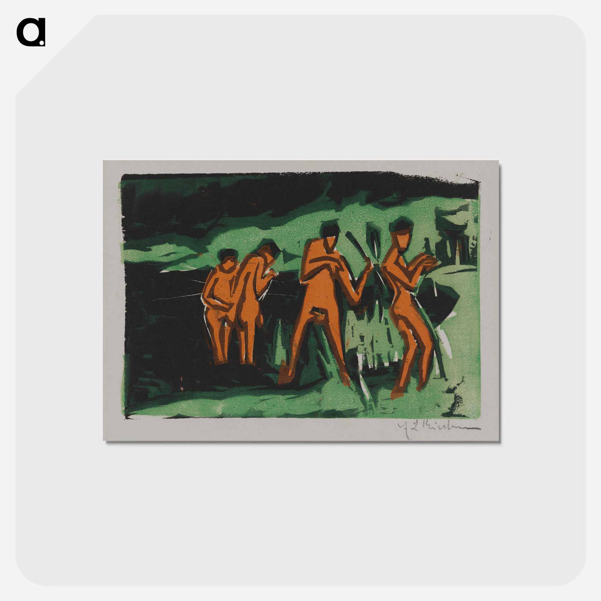 アートポストカード-Bathers Tossing Reeds - エルンスト ルートヴィヒ キルヒナー Postcard.