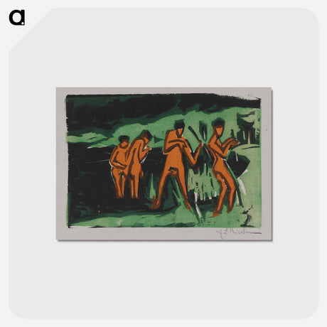 アートポストカード-Bathers Tossing Reeds - エルンスト ルートヴィヒ キルヒナー Postcard.