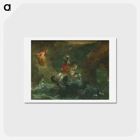 アートポストカード-Saint George Fighting the Dragon, Perseus Delivering Andromeda - ウジェーヌ ドラクロワ Postcard.