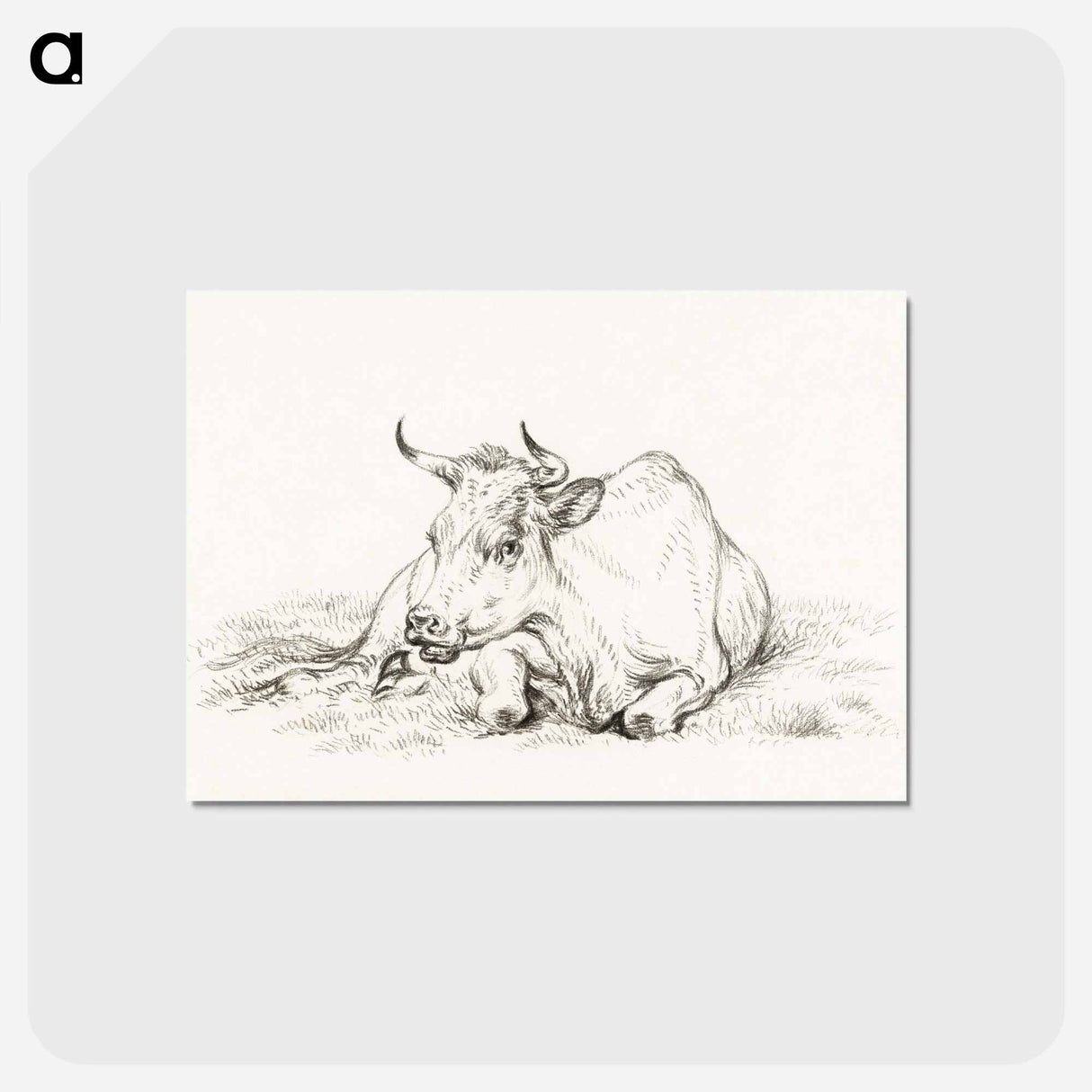 アートポストカード-Lying cow - ジャン ベルナール Postcard.