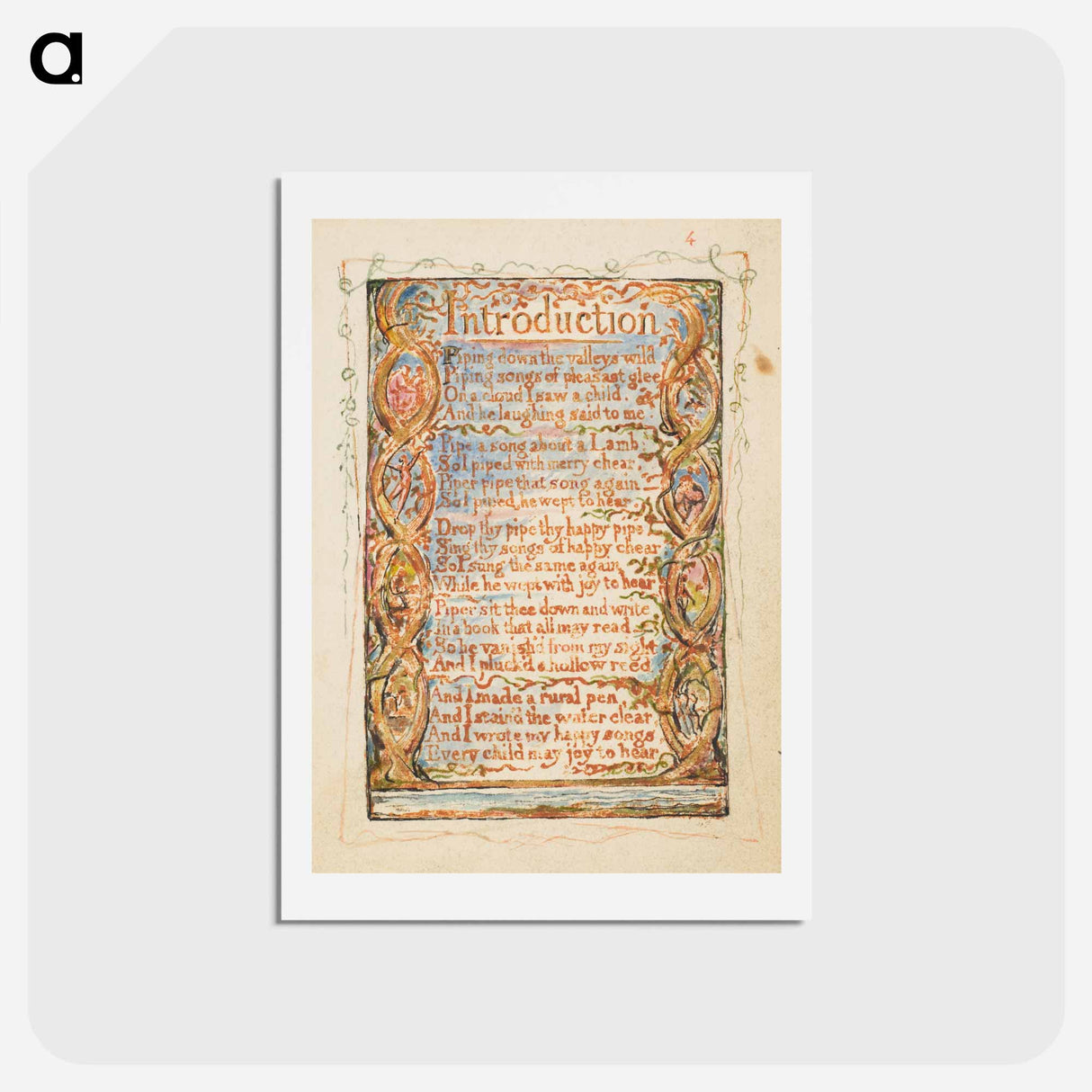 アートポストカード-Songs of Innocence: Introduction - ウィリアム ブレイク Postcard.