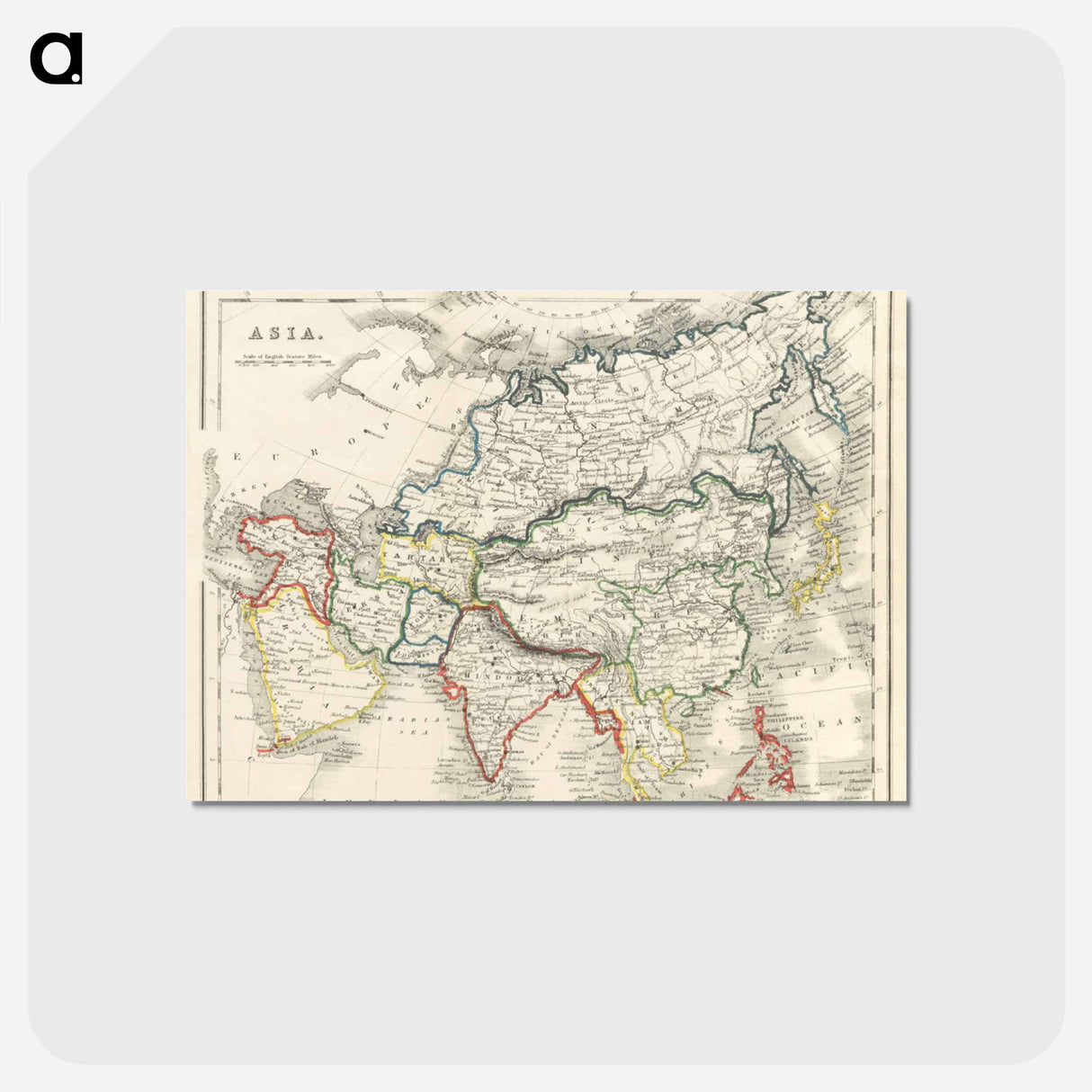 アートポストカード-Beeton's Dictionary of Geography - アンティーク地図 Postcard.