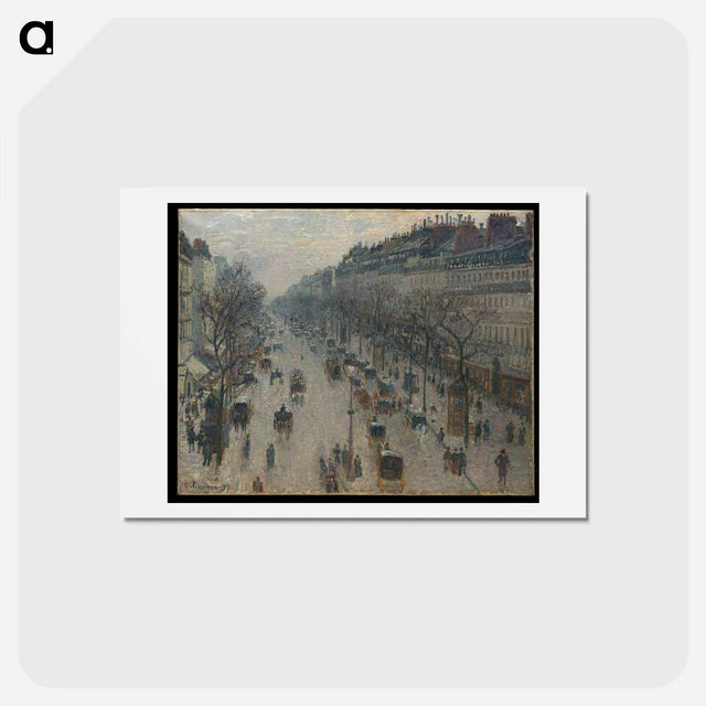 アートポストカード-The Boulevard Montmartre on a Winter Morning - カミーユ ピサロ Postcard.