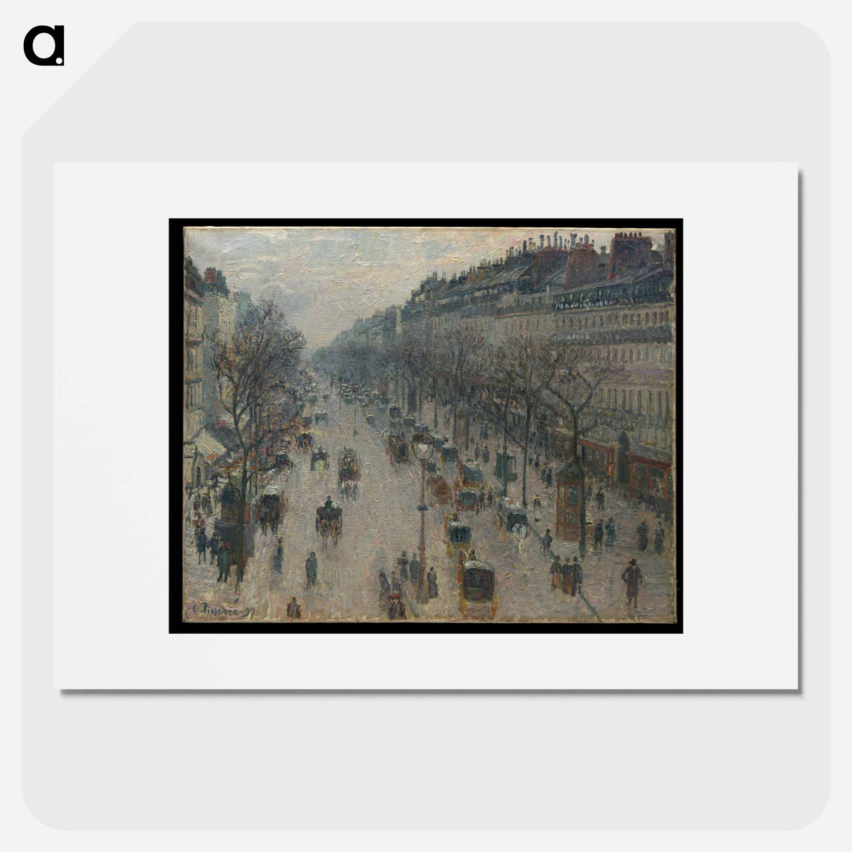 The Boulevard Montmartre on a Winter Morning - Camille Pissarro Poster.