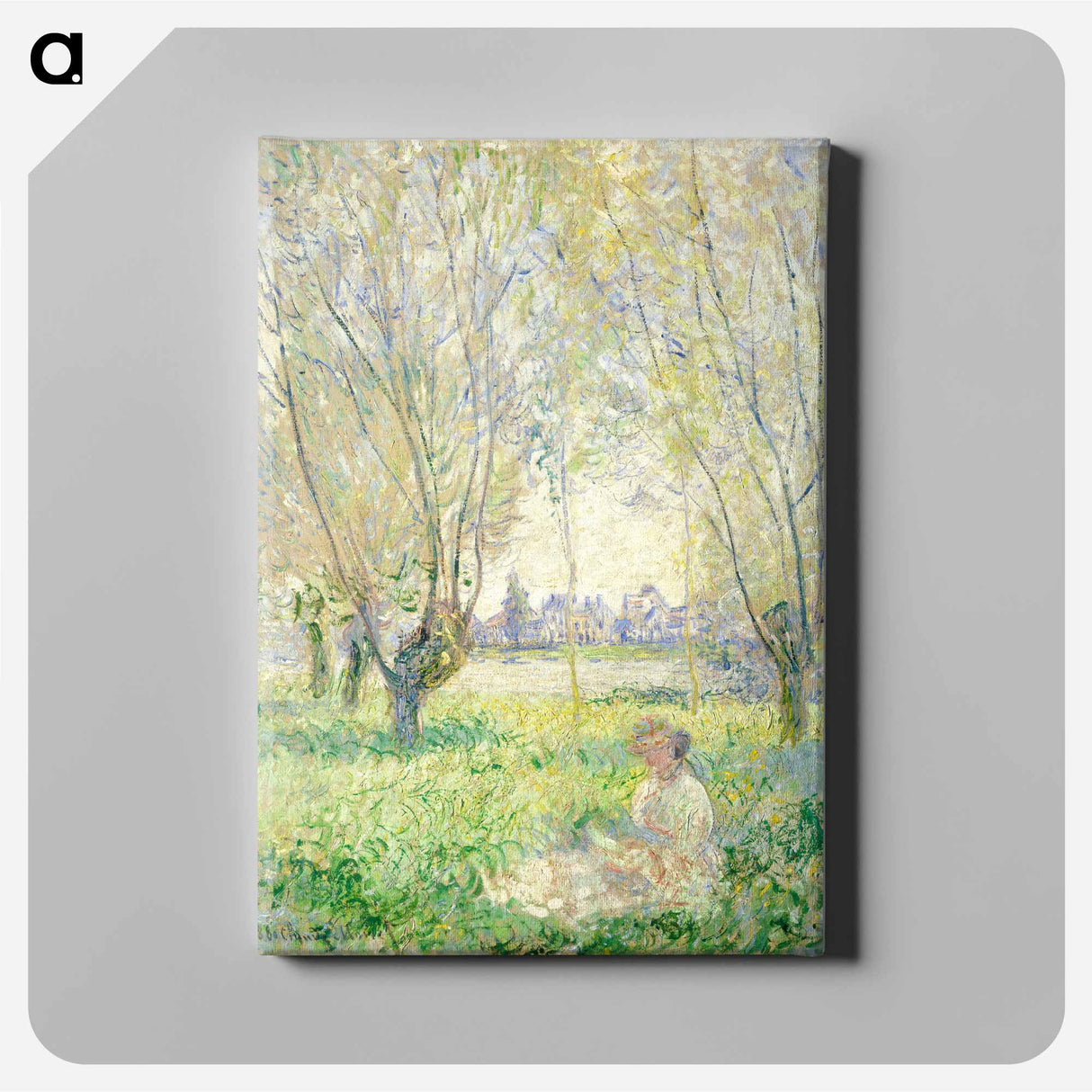 Woman Seated under the Willows - クロード モネ Canvas.