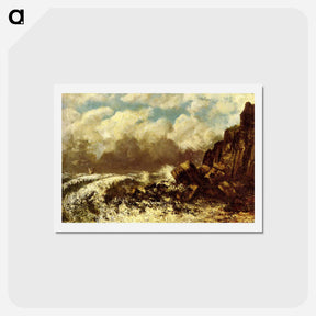アートポストカード-Seascape at Etretat - ギュスターヴ クールベ Postcard.