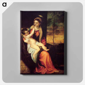 アートパネル-Mary with the Christ Child - ティツィアーノ ヴェチェッリオ Canvas.