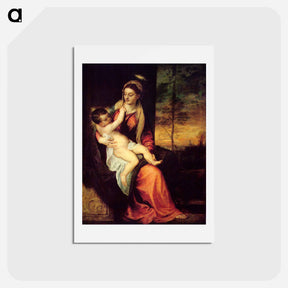 アートポストカード-Mary with the Christ Child - ティツィアーノ ヴェチェッリオ Postcard.
