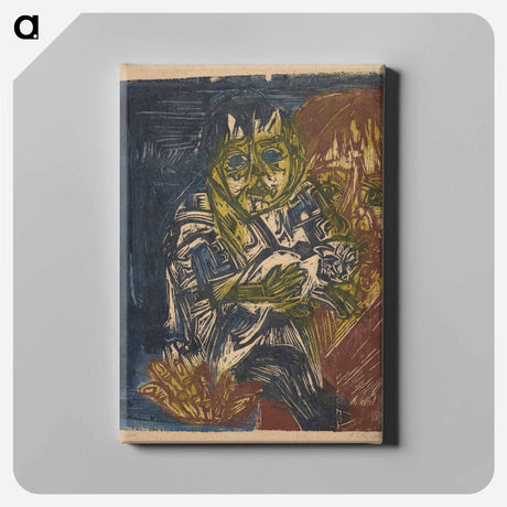 アートパネル-Woman with a Child and a Cat - エルンスト ルートヴィヒ キルヒナー Canvas.