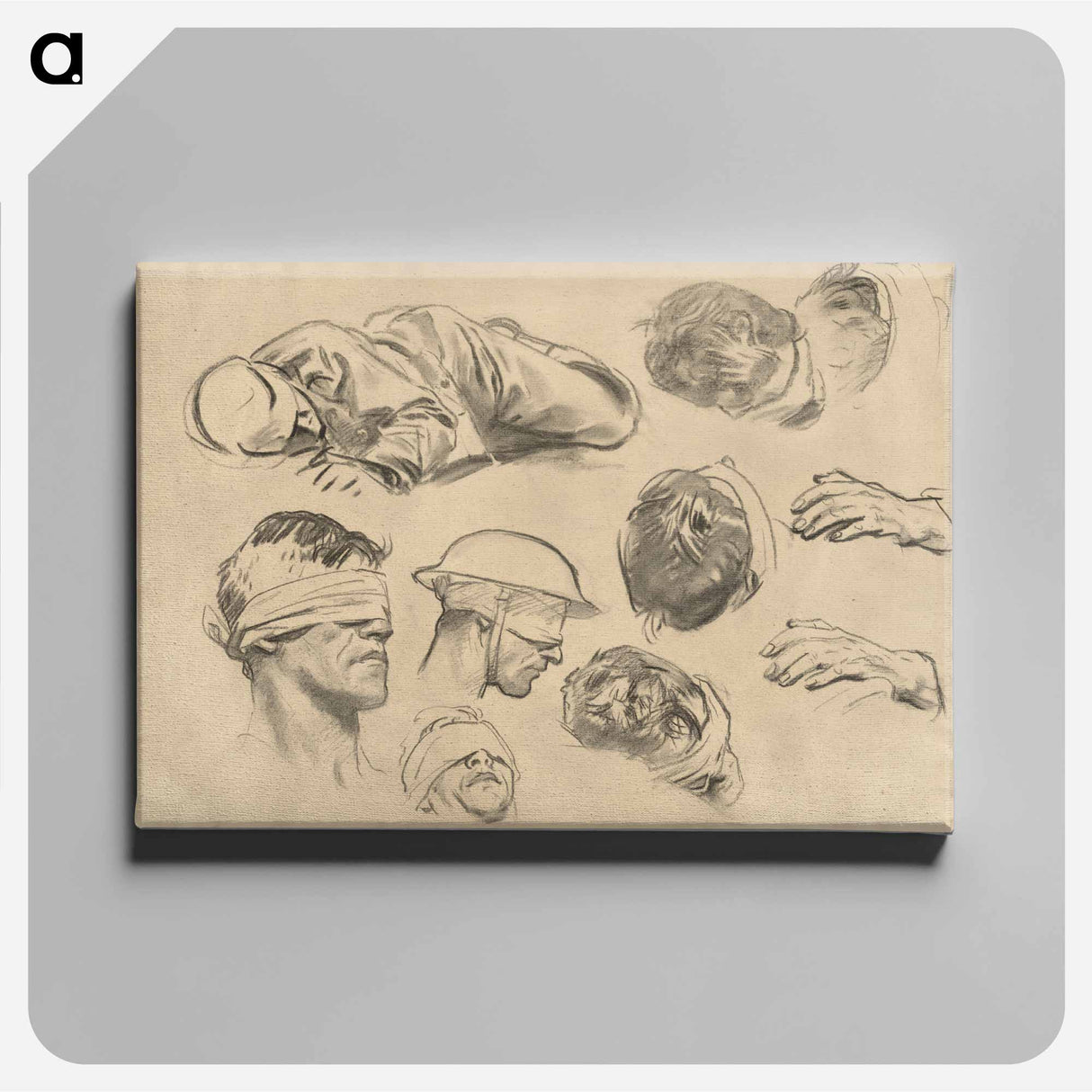 アートパネル-Studies for "Gassed" by John Singer Sargent - ジョン シンガー サージェント Canvas.