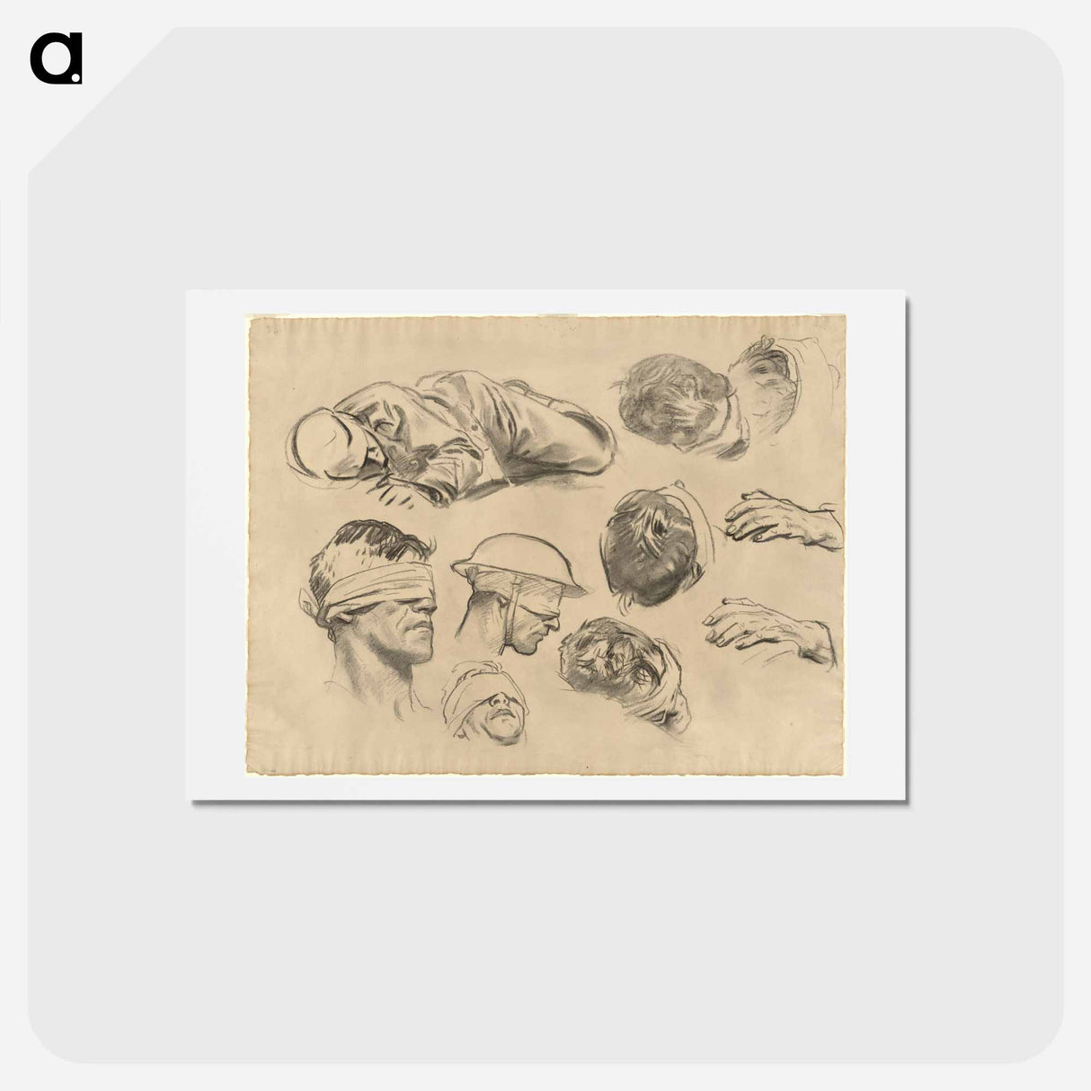 アートポストカード-Studies for "Gassed" by John Singer Sargent - ジョン シンガー サージェント Postcard.