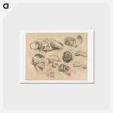 アートポストカード-Studies for "Gassed" by John Singer Sargent - ジョン シンガー サージェント Postcard.