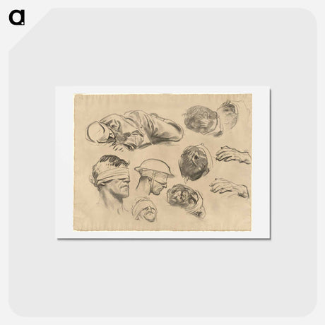 アートポストカード-Studies for "Gassed" by John Singer Sargent - ジョン シンガー サージェント Postcard.