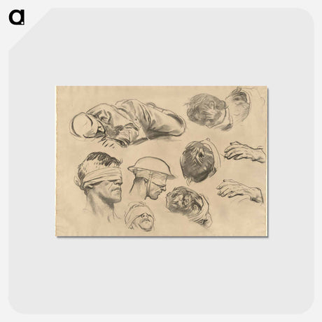 アートポストカード-Studies for "Gassed" by John Singer Sargent - ジョン シンガー サージェント Postcard.