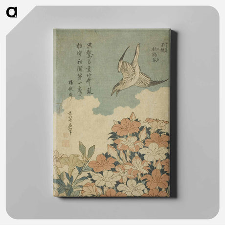 アートパネル-Hokusai's Cuckoo and Azaleas - 葛飾 北斎 Canvas.