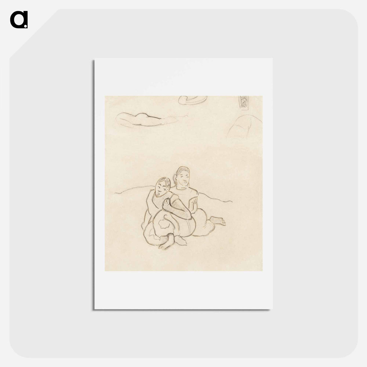 アートポストカード-Seated Tahitian Women - ポール ゴーギャン Postcard.