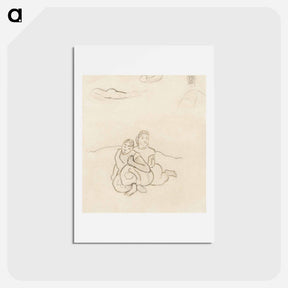 アートポストカード-Seated Tahitian Women - ポール ゴーギャン Postcard.