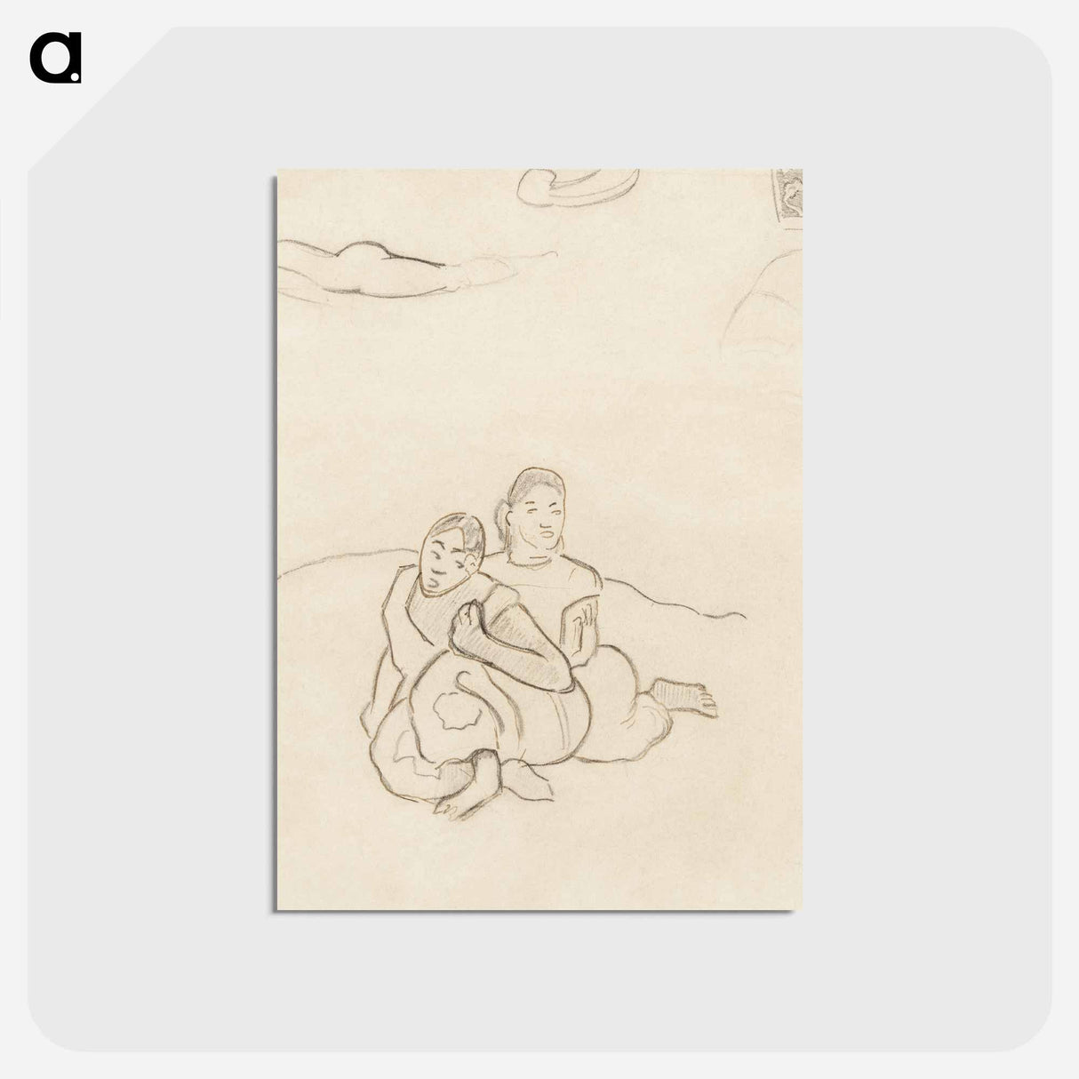 アートポストカード-Seated Tahitian Women - ポール ゴーギャン Postcard.