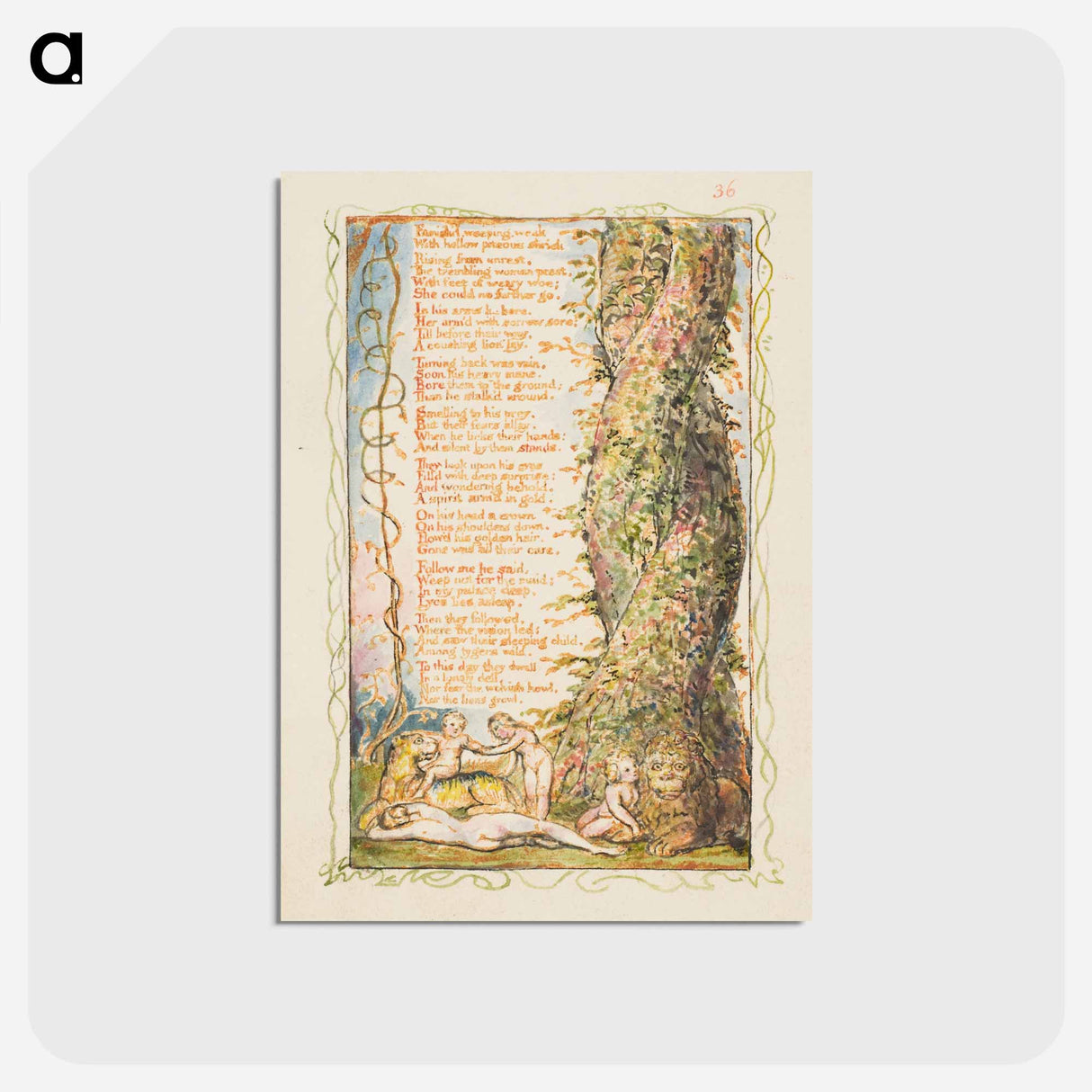 アートポストカード-Songs of Innocence and of Experience: The Little Girl Found (second plate) - ウィリアム ブレイク Postcard.