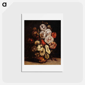 アートポストカード-Hollyhocks in a Copper Bowl - ギュスターヴ クールベ Postcard.