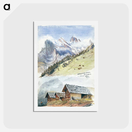 アートポストカード-Gspaltenhorn, Mürren from Splendid Mountain Watercolours Sketchbook by John Singer Sargent - ジョン シンガー サージェント Postcard.