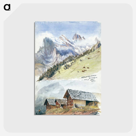 アートポストカード-Gspaltenhorn, Mürren from Splendid Mountain Watercolours Sketchbook by John Singer Sargent - ジョン シンガー サージェント Postcard.