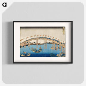 アートポスター-Hokusai's Tenman Bridge at Settsu Province - 葛飾 北斎 Poster.