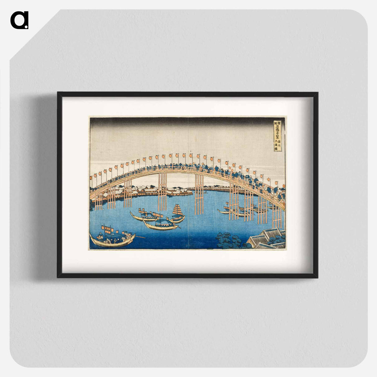 Hokusai's Tenman Bridge at Settsu Province - 葛飾 北斎 Poster.