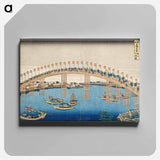 アートパネル-Hokusai's Tenman Bridge at Settsu Province - 葛飾 北斎 Canvas.