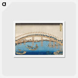 アートポストカード-Hokusai's Tenman Bridge at Settsu Province - 葛飾 北斎 Postcard.